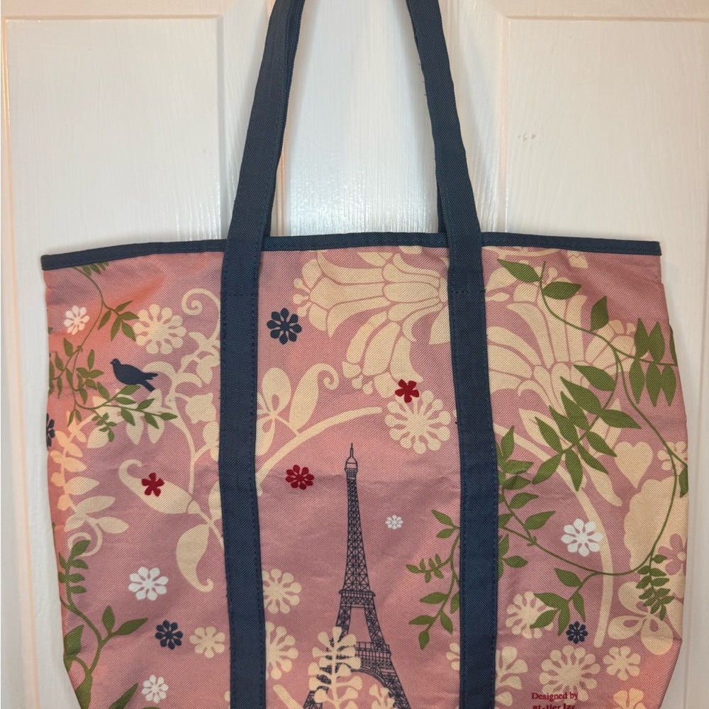 Lancôme Pink Tote Bag with Floral Design and Sturdy Handles. Vintage from 2000’s